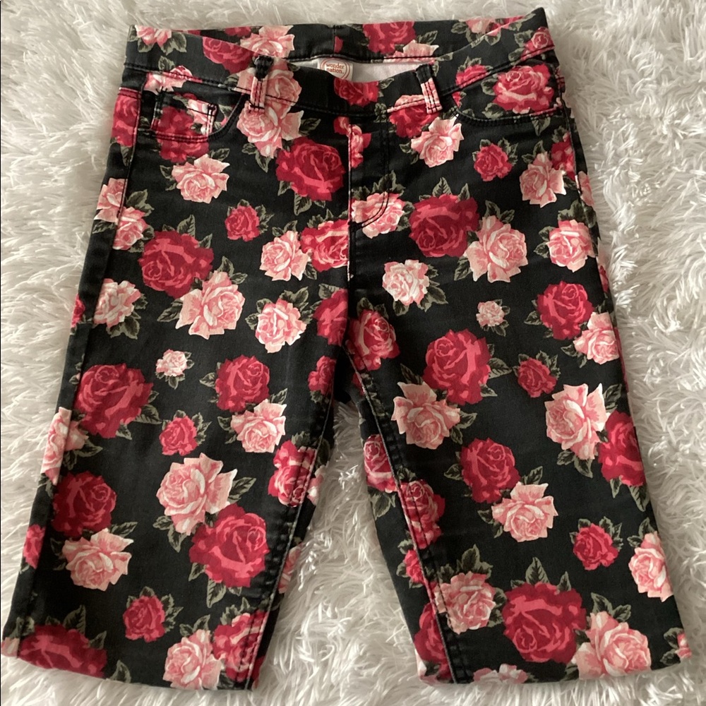 Juniors floral pink jeggings